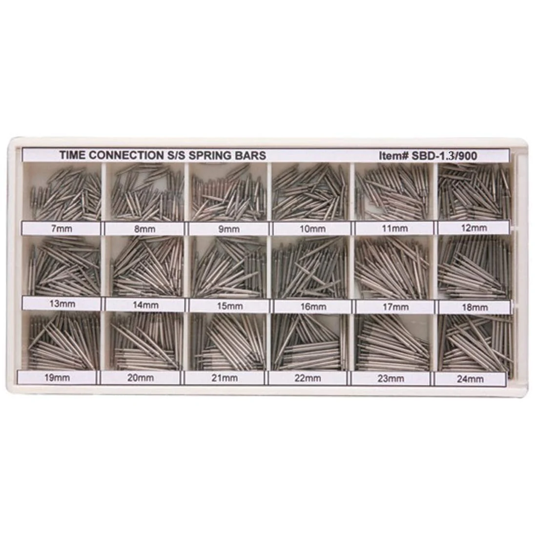 1.30mm, Double Flange Spring Bars Set 900 pcs (7~24mm)
