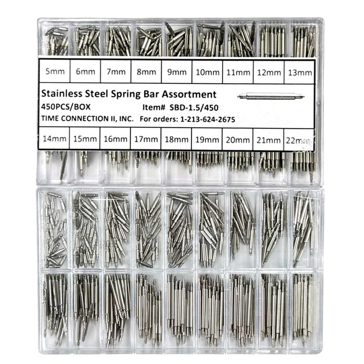 1.50mm Double Flange Spring Bars Set 450 PCs (5~22mm)