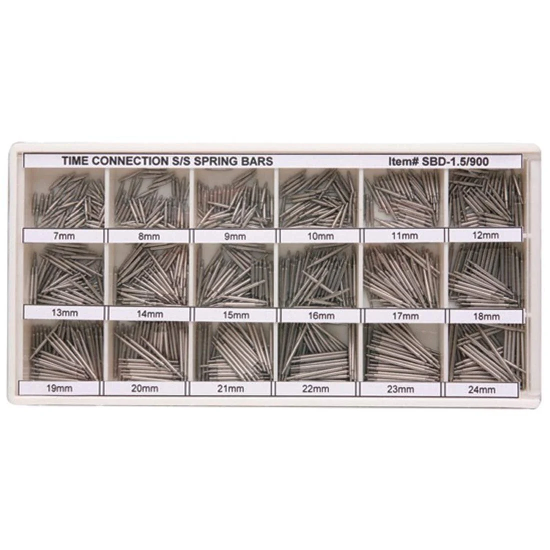 1.50mm, Double Flange Spring Bars Set 900 pcs (7~24mm)