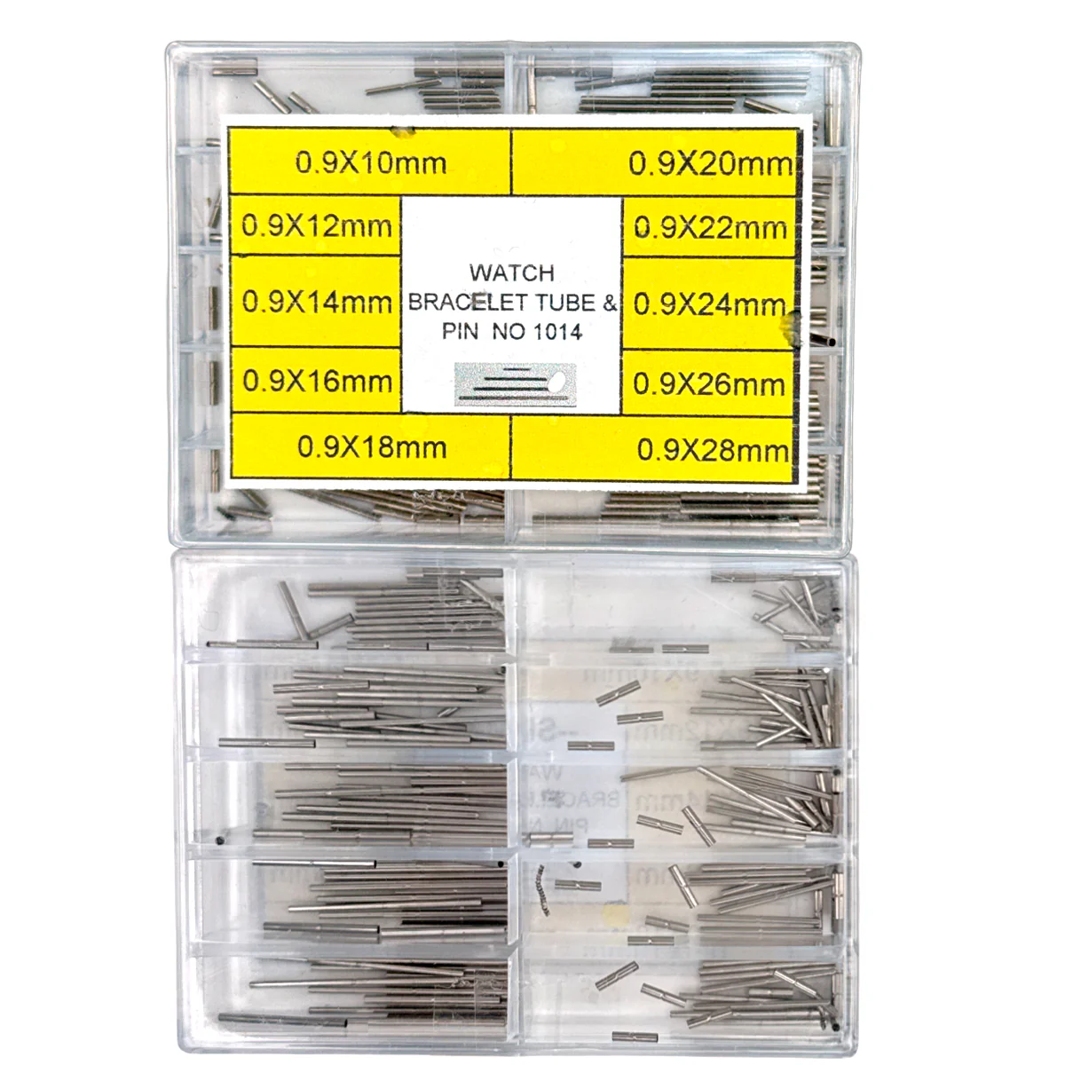 PT-190, Assortment of 100 Sets of Pins and Tubes for Metal Bracelets (0.90mm)