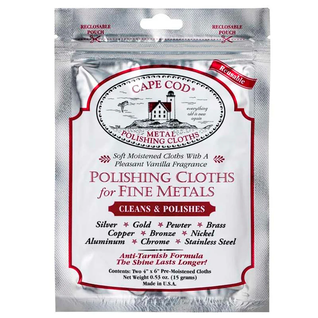 Cape Cod Polishing Cloths for Fine Metals - Pack of (2) 4x6 Cloths
