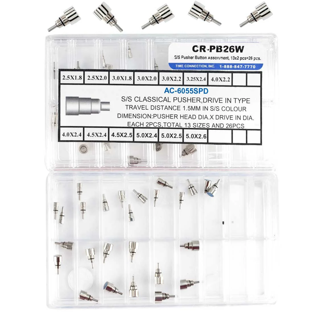 CR-PB26W, Stainless Steel Classical Pusher Button Assortment