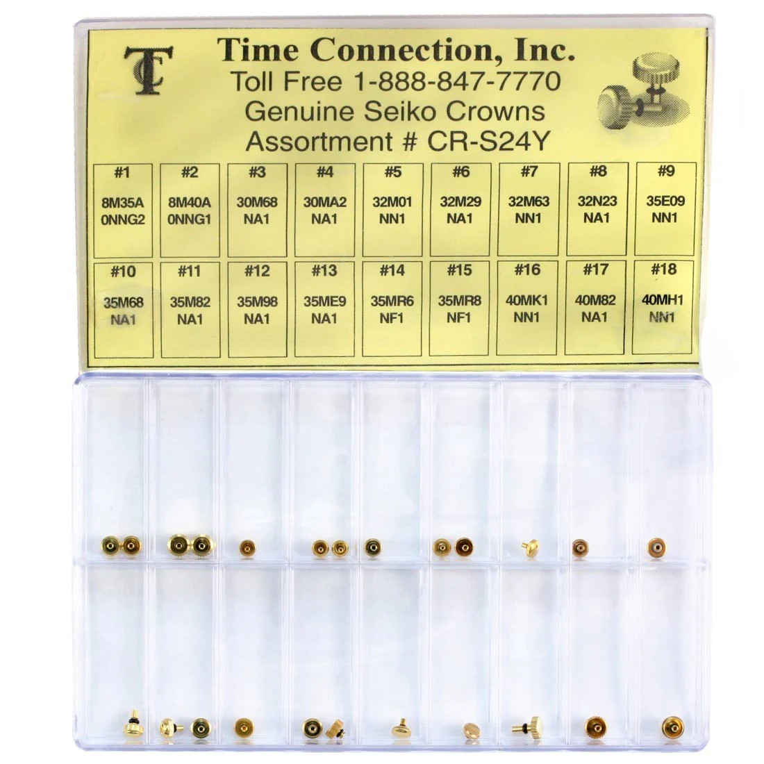 CR-S24Y, Genuine Seiko Yellow Crowns Assortment (Set of 24 Pieces)