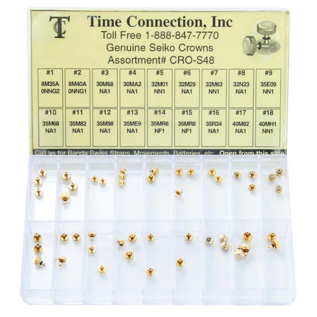 CR-S48Y, Genuine Seiko Yellow Crowns Assortment (Set of 48 Pieces)