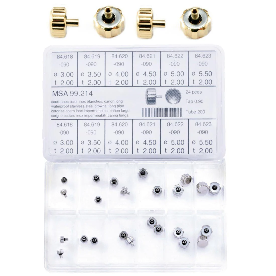 CR-WS150, Gold Plated 2mm Post Waterproof Crowns (Swiss Made)