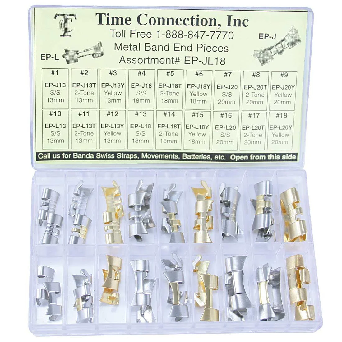 EP-JL18, Metal Band End Pieces in Stainless Steel, Two-Tone, Gold-tones