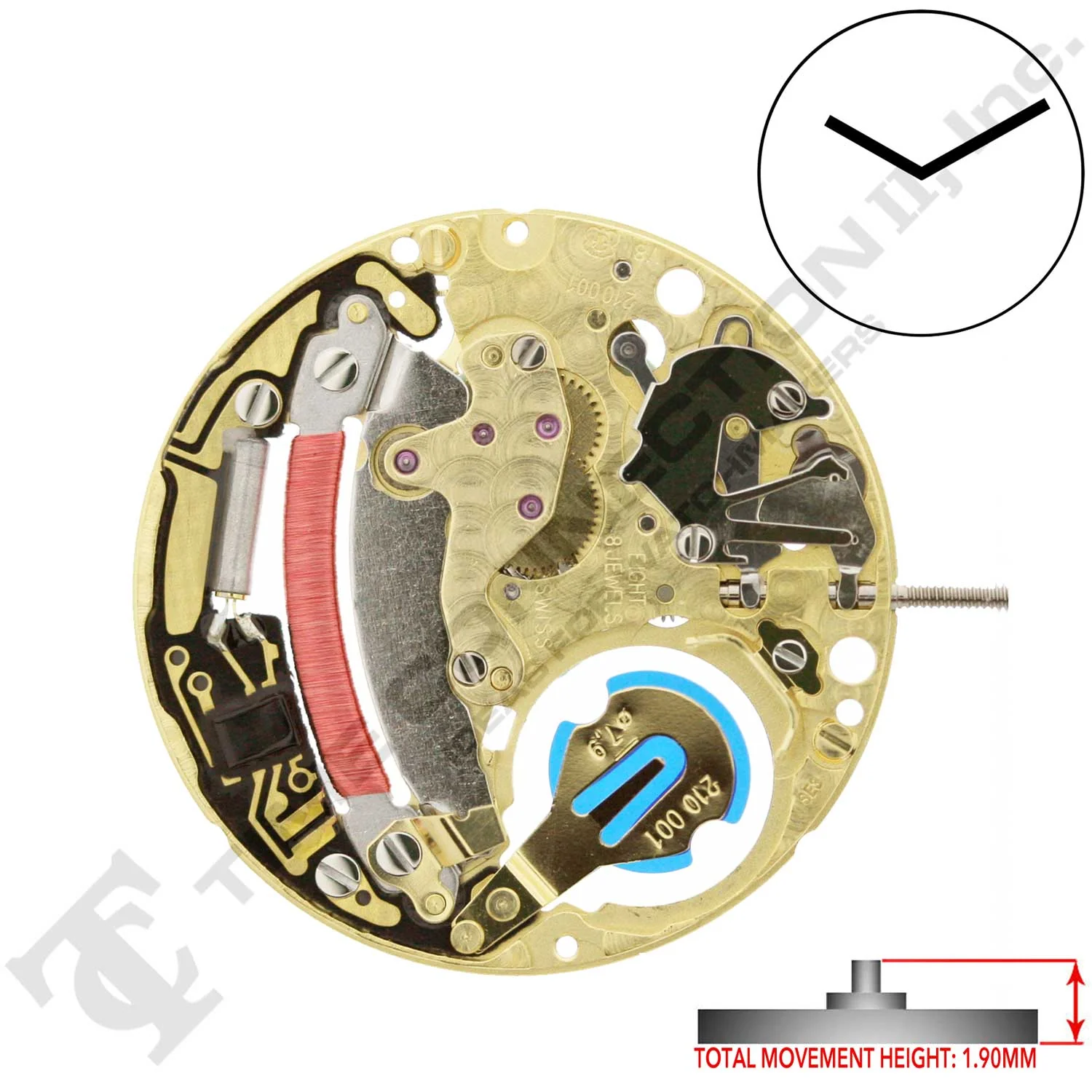 ETA 210.001 2 Hands Swiss Made Quartz Movement Ht. 1.90MM