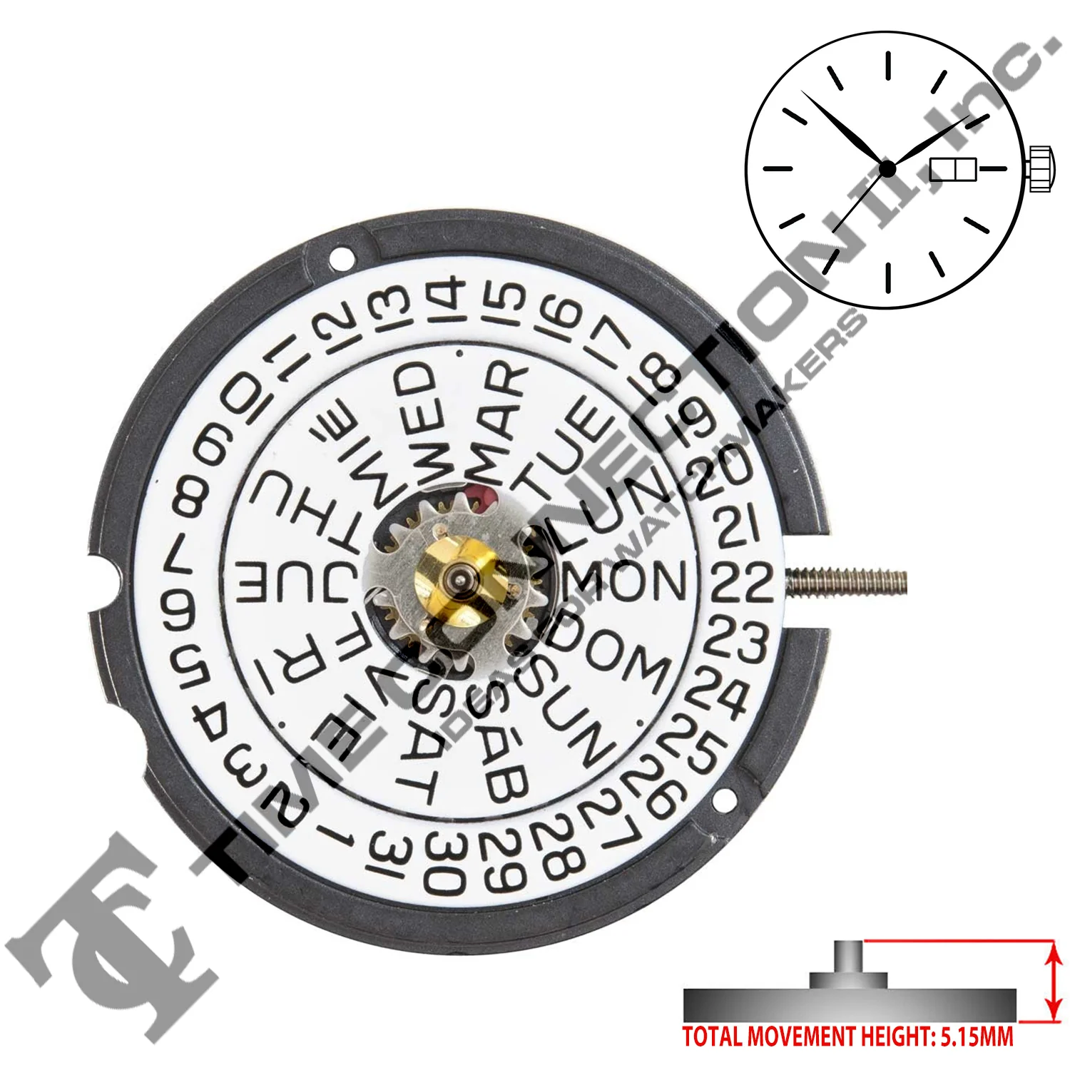 ETA 803.122 3 Hands Swiss Parts Quartz Movement Ht. 5.15MM - Image 2