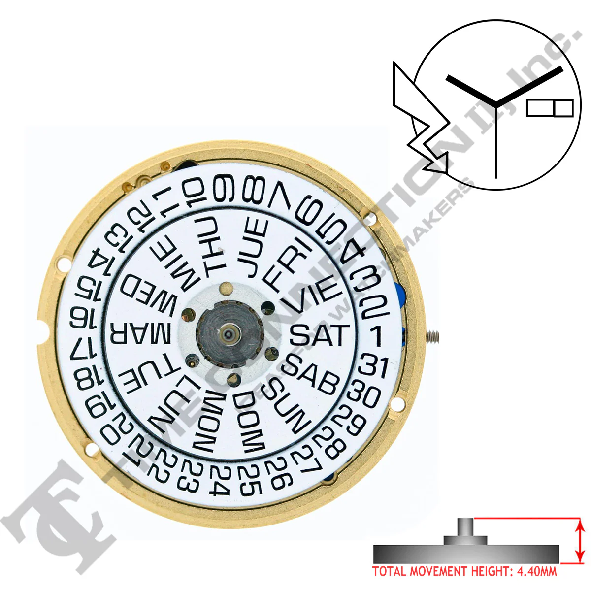 ETA 955.422 3 Hands Swiss Made Quartz Movement Ht. 4.40MM - Image 2