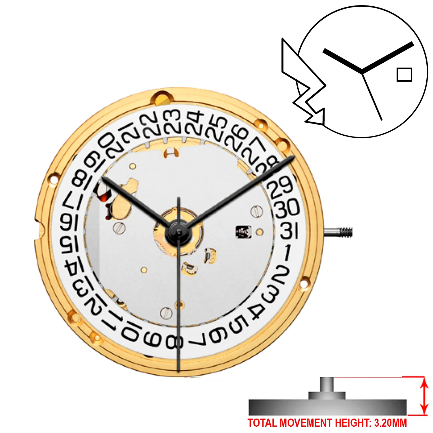 ETA E63.111 3 Hands Swiss Made Quartz Movement Ht. 3.20MM (Various Dates) - Image 2