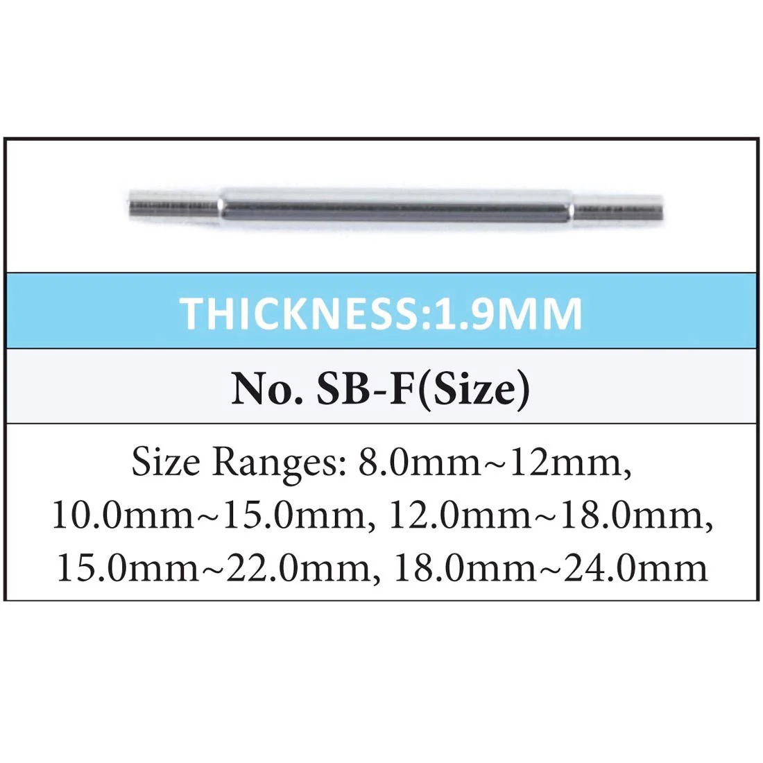Female Spring Bars, 1.9mm Thickness (Pack of 10)