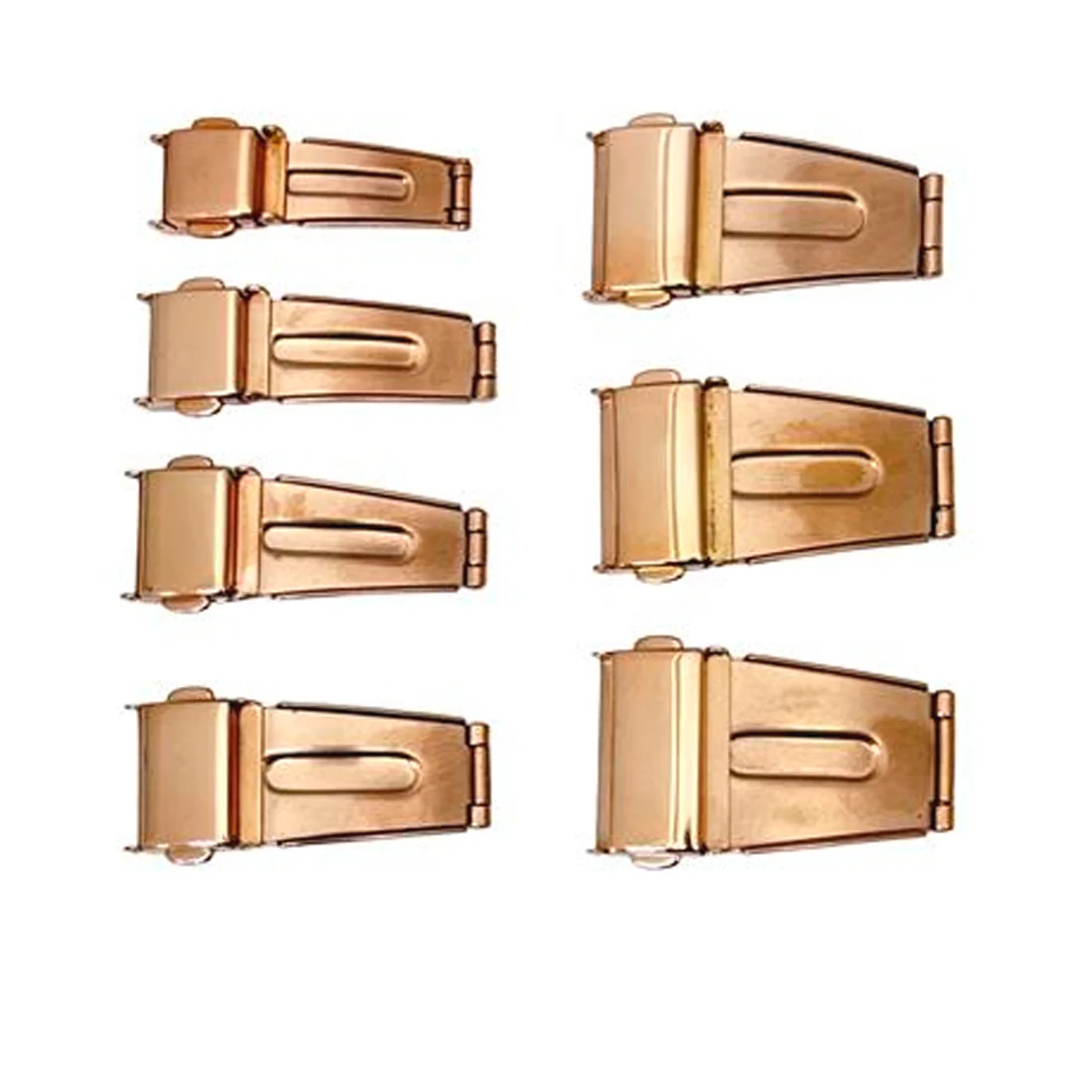 Folding Buckle with Two Buttons Assortment (10mm~22mm) Rose Gold Tone