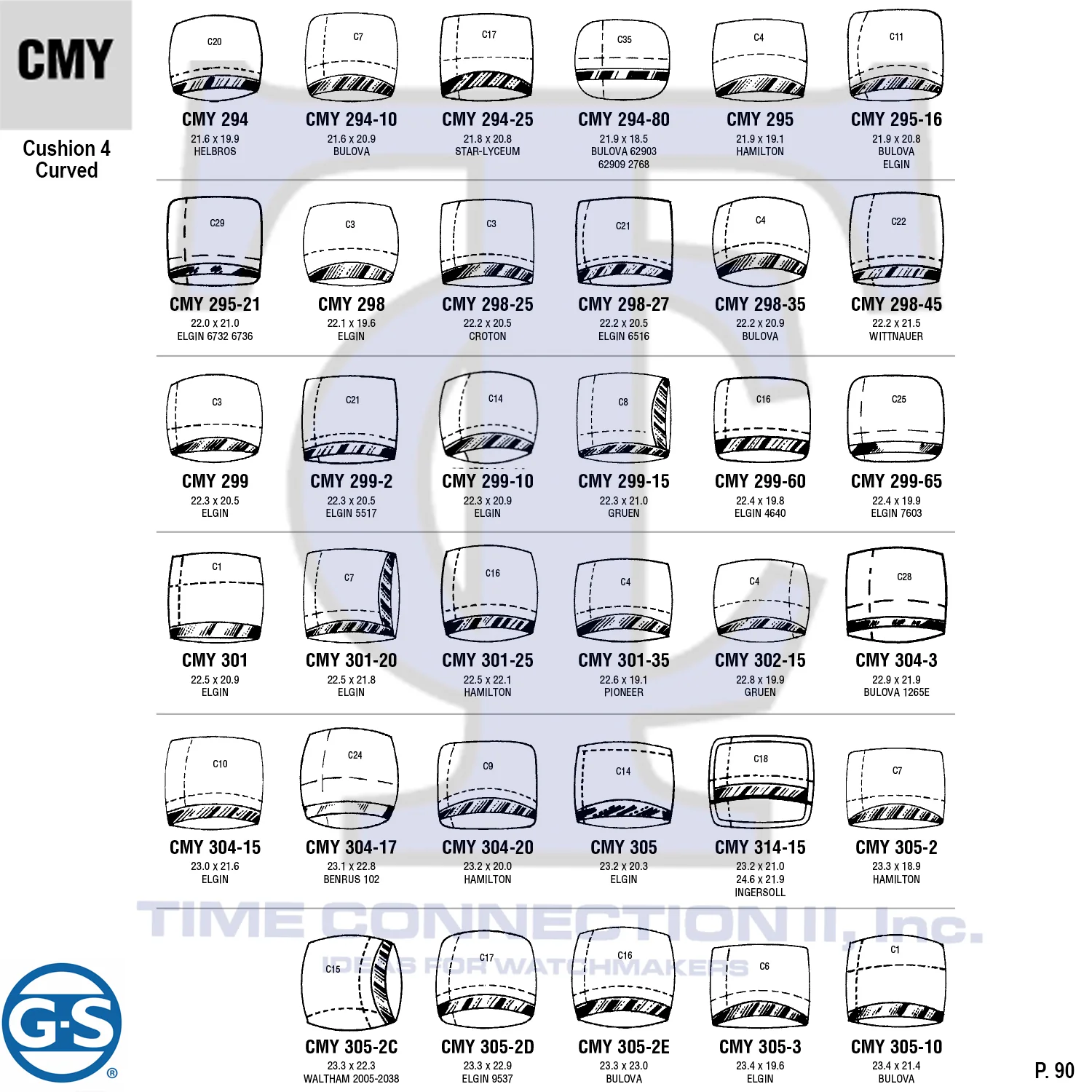 G-S CUSHION 4 CRUVED (CMY) MILITARY CYLINDER FANCY CRYSTALS - PLASTIC CURVED LOWER EDGE - Image 2