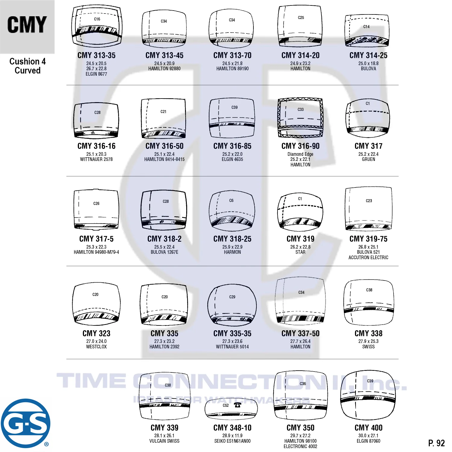 G-S CUSHION 4 CRUVED (CMY) MILITARY CYLINDER FANCY CRYSTALS - PLASTIC CURVED LOWER EDGE - Image 4