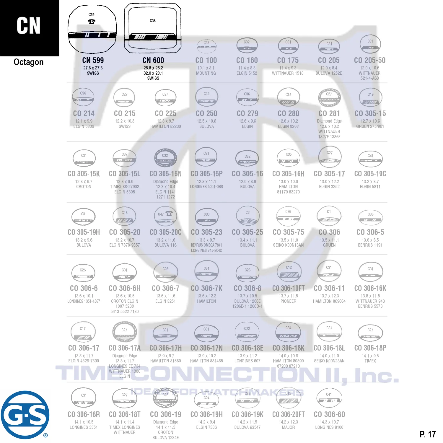 G-S OCTAGON (CN) CYLINDER FANCY CRYSTALS - PLASTIC FLAT LOWER EDGE - Image 3