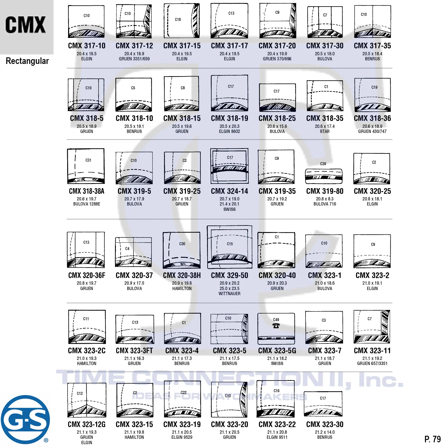 G-S RECTANGULAR (CMX) MILITARY CYLINDER FANCY CRYSTALS - PLASTIC CURVED LOWER EDGE - Image 3