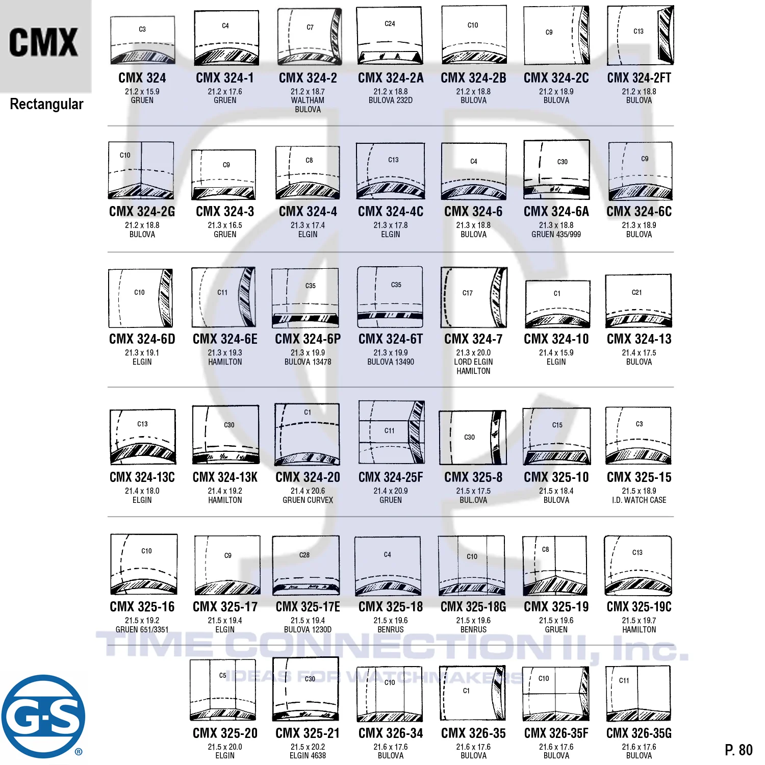 G-S RECTANGULAR (CMX) MILITARY CYLINDER FANCY CRYSTALS - PLASTIC CURVED LOWER EDGE - Image 4