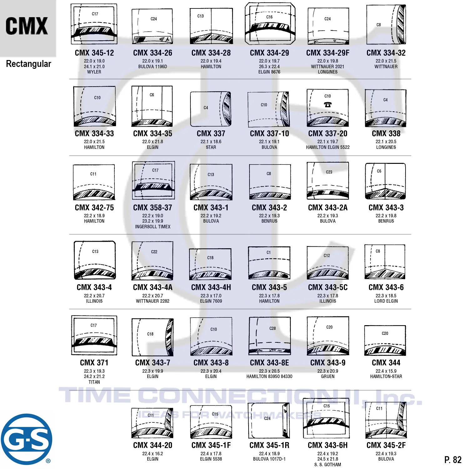 G-S RECTANGULAR (CMX) MILITARY CYLINDER FANCY CRYSTALS - PLASTIC CURVED LOWER EDGE - Image 6