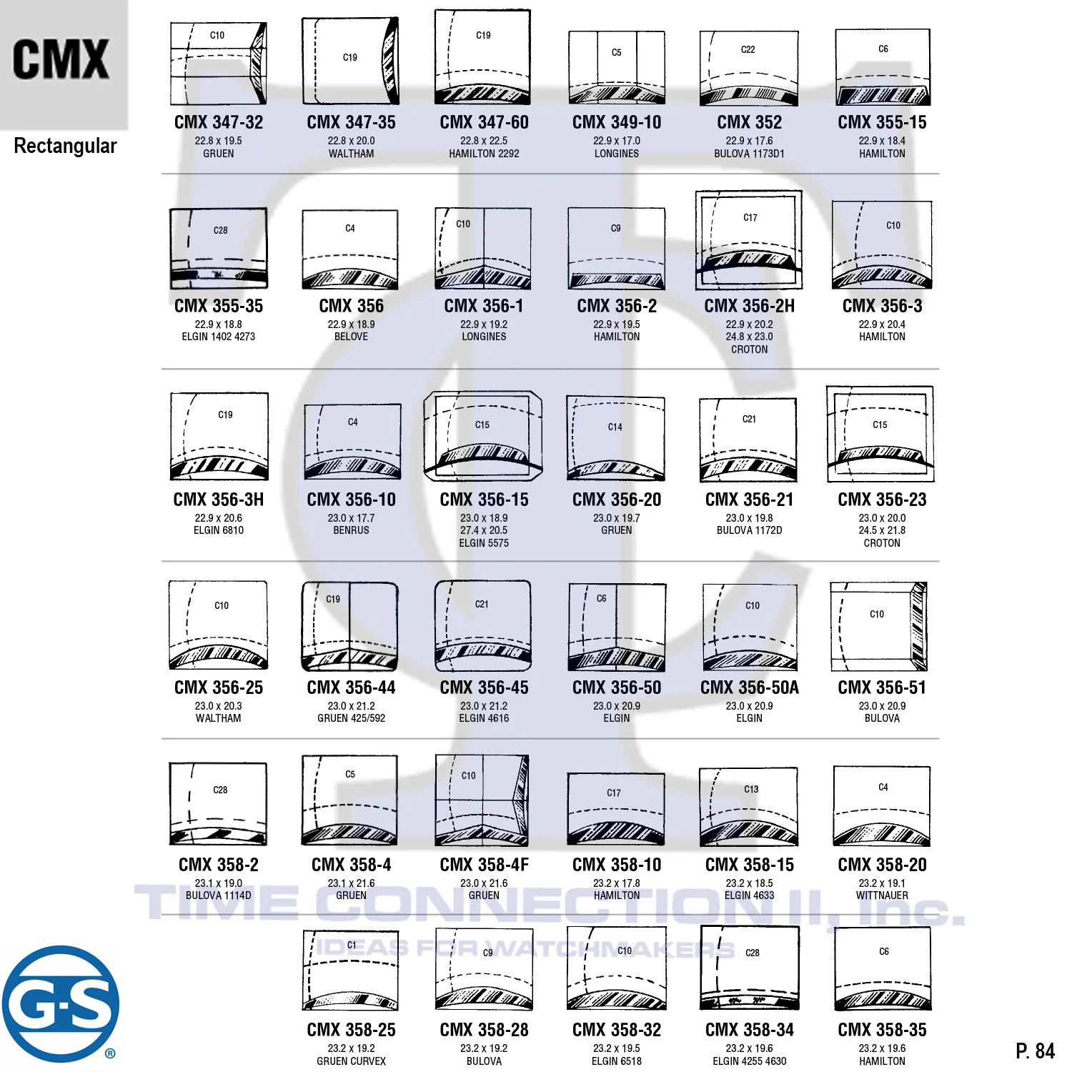 G-S RECTANGULAR (CMX) MILITARY CYLINDER FANCY CRYSTALS - PLASTIC CURVED LOWER EDGE - Image 8
