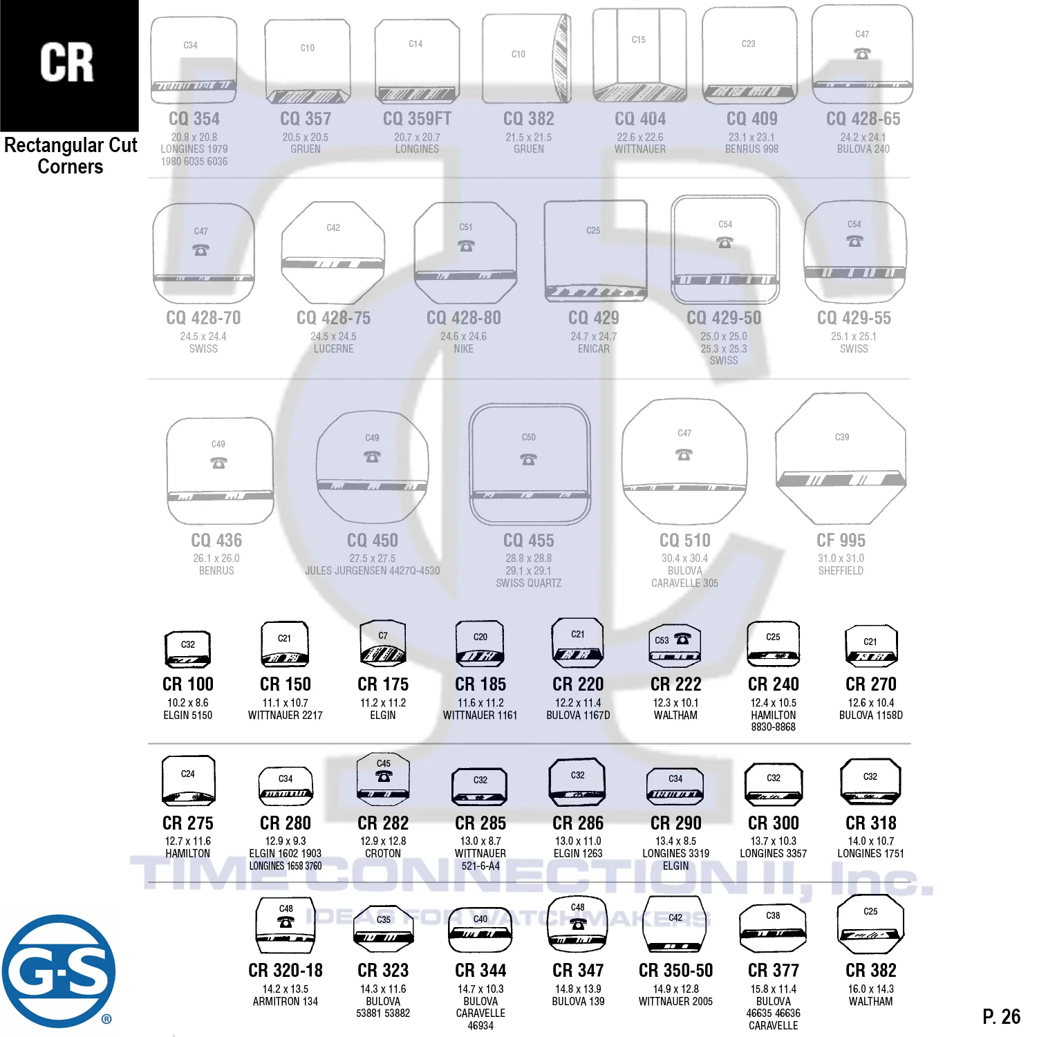 G-S RECTANGULAR CUT CORNERS(CR) CYLINDER FANCY CRYSTALS - PLASTIC FLAT LOWER EDGE - Image 2