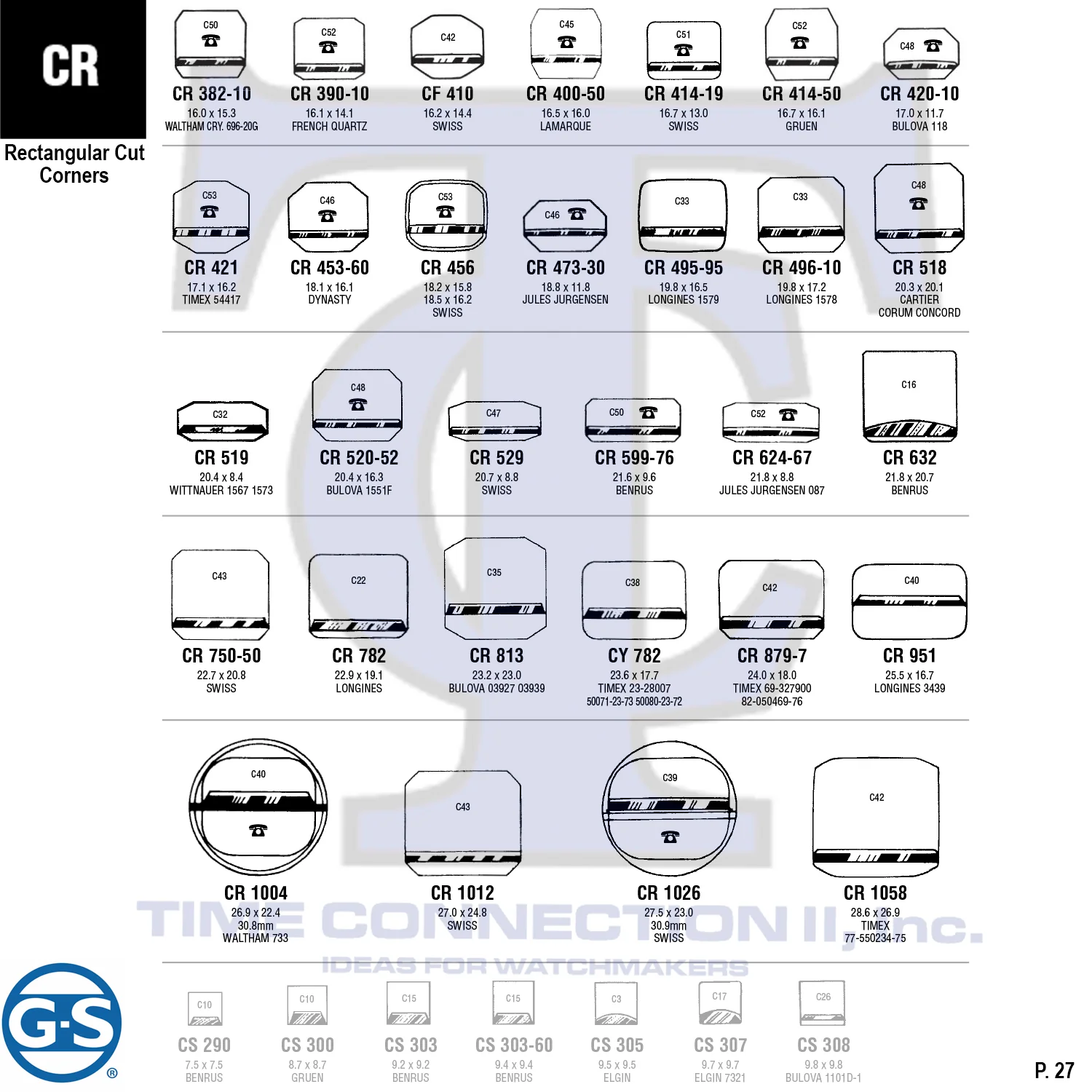 G-S RECTANGULAR CUT CORNERS(CR) CYLINDER FANCY CRYSTALS - PLASTIC FLAT LOWER EDGE - Image 3