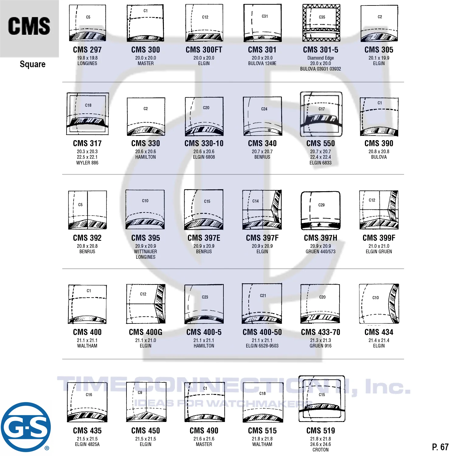 G-S SQUARE (CMS) MILITARY CYLINDER FANCY CRYSTALS - PLASTIC CURVED LOWER EDGE - Image 2