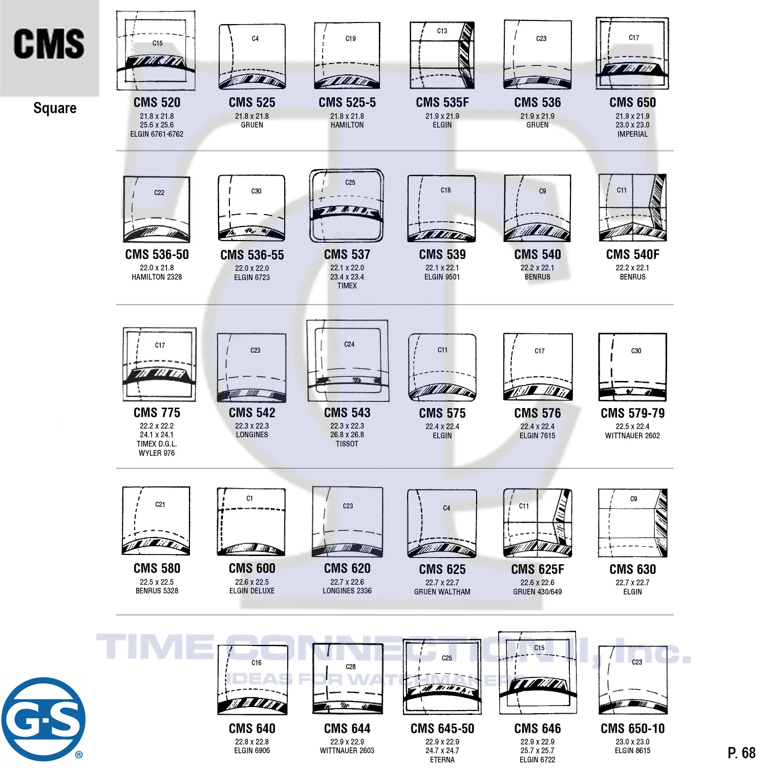 G-S SQUARE (CMS) MILITARY CYLINDER FANCY CRYSTALS - PLASTIC CURVED LOWER EDGE - Image 3
