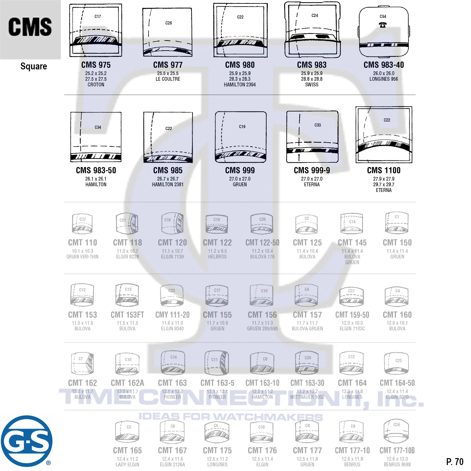 G-S SQUARE (CMS) MILITARY CYLINDER FANCY CRYSTALS - PLASTIC CURVED LOWER EDGE - Image 5