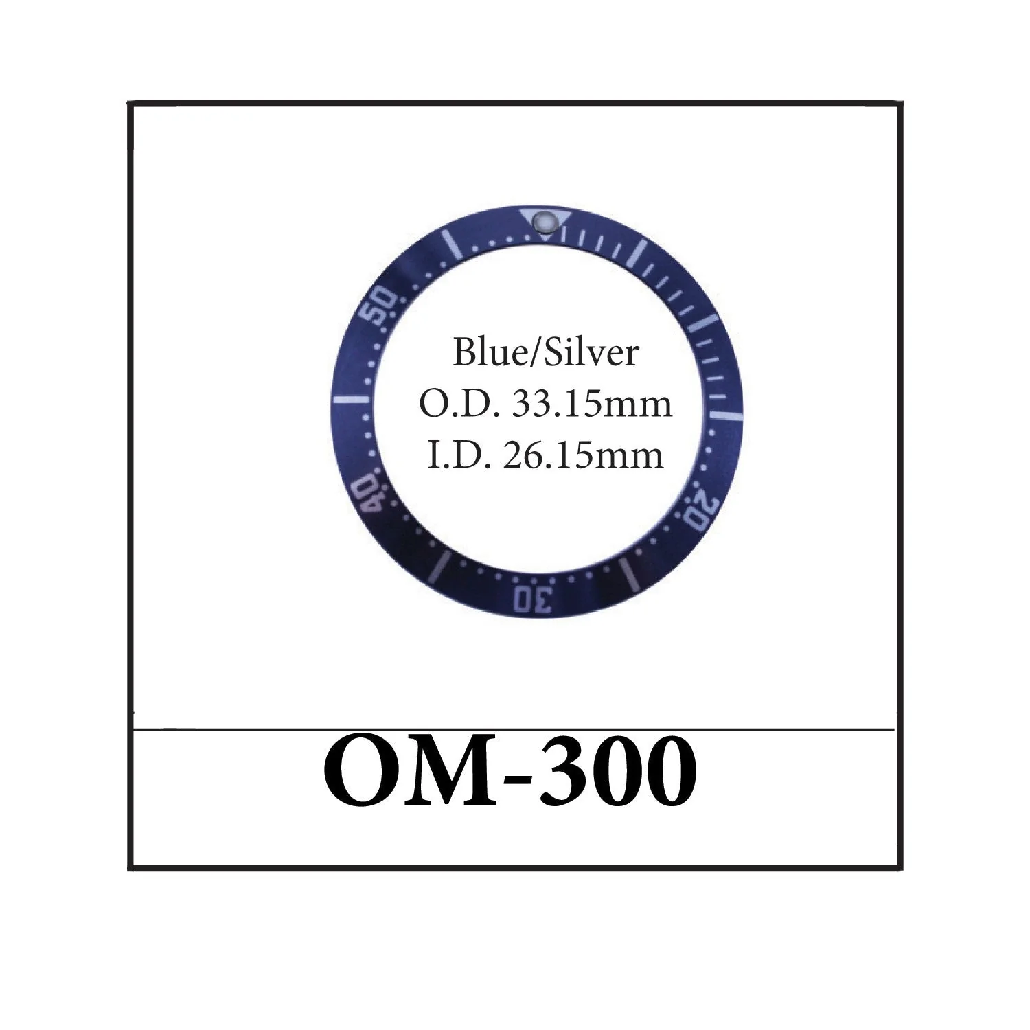 Replacement OMEGA Seamaster Bezel Insert Blue/Silver Mid Size (33.15 x 26.15mm)