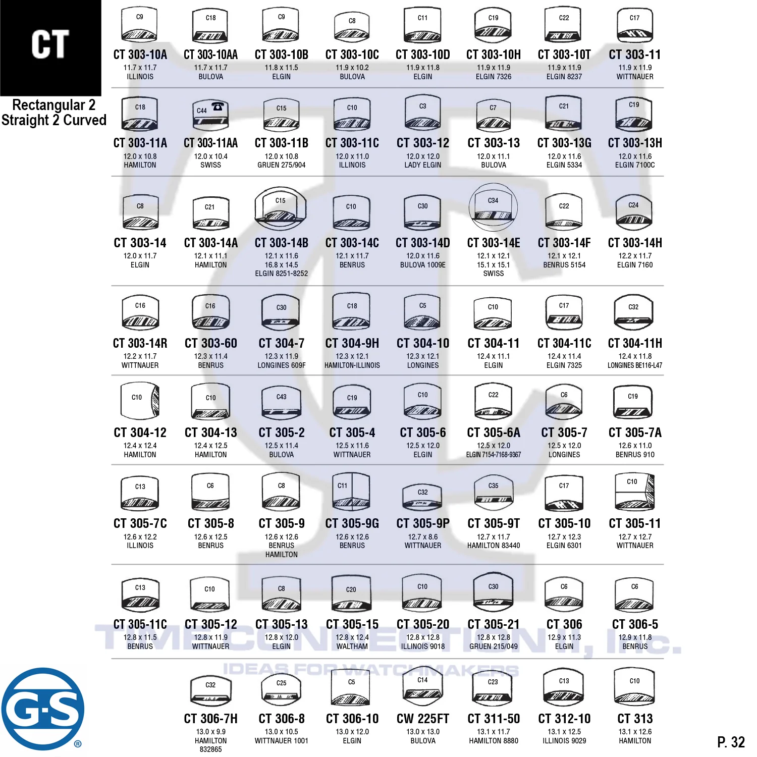 G-S RECTANGULAR 2 STRAIGHT 2 CURVED (CT) CYLINDER PLASTIC FANCY CRYSTALS - Image 3
