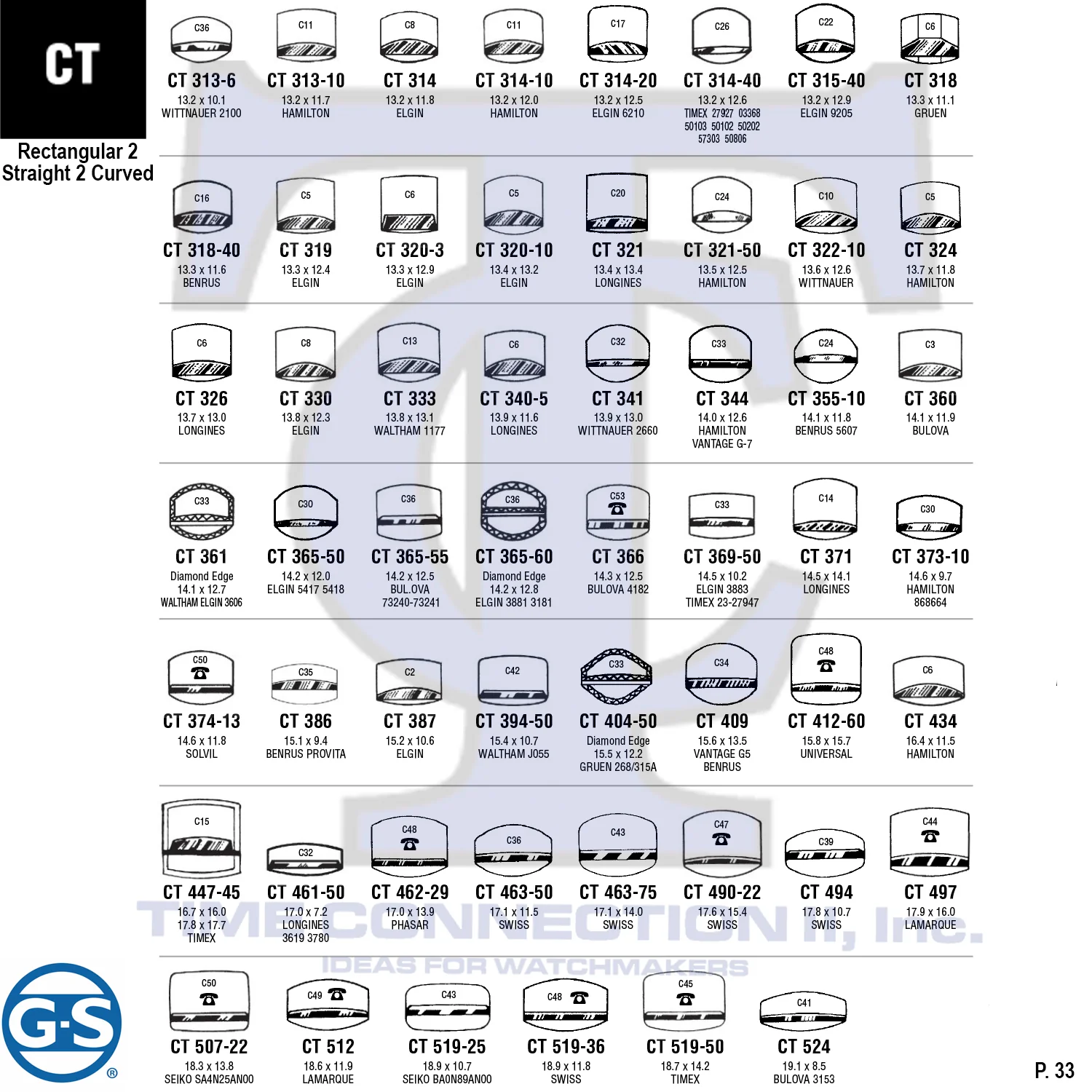 G-S RECTANGULAR 2 STRAIGHT 2 CURVED (CT) CYLINDER PLASTIC FANCY CRYSTALS - Image 4