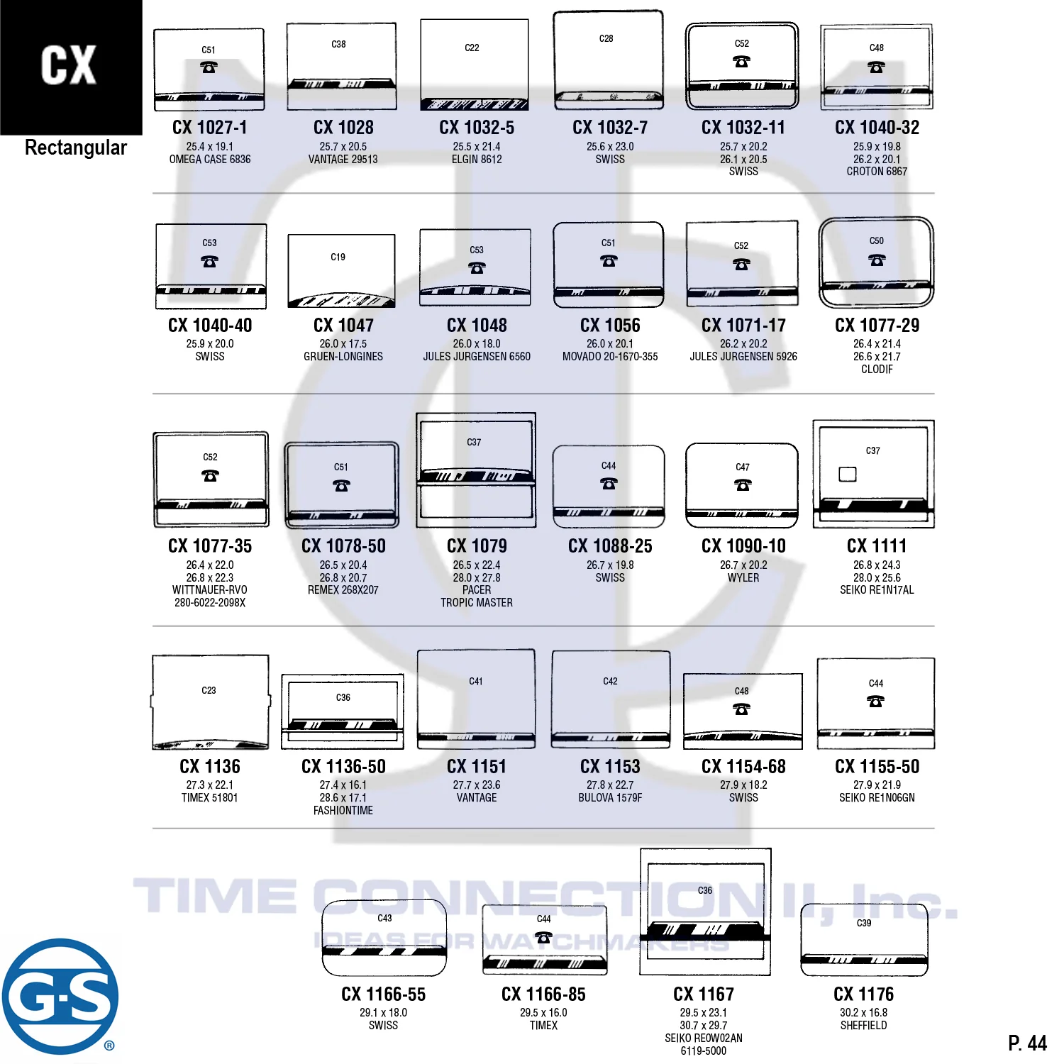 G-S RECTANGULAR (CX) CYLINDER FANCY CRYSTALS - PLASTIC FLAT LOWER EDGE - Image 11