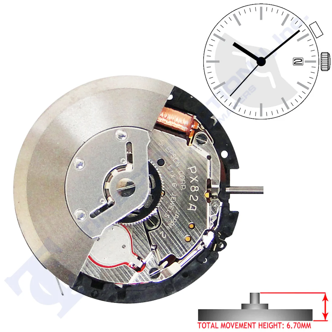 Hattori PX82 3 Hands Japan Hybrid Movement HT 6.70MM