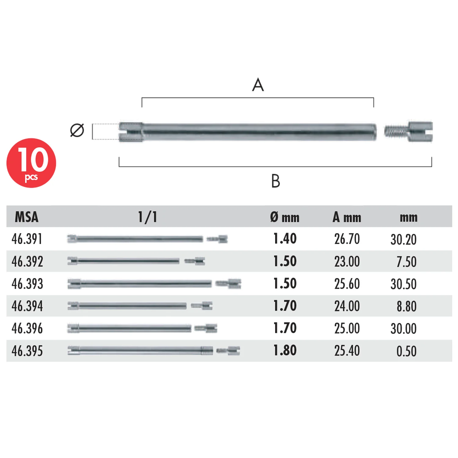 Horotec MSA 99.195 Assortment of Extra Large Stainless Steel Screw-On Bars - Image 2