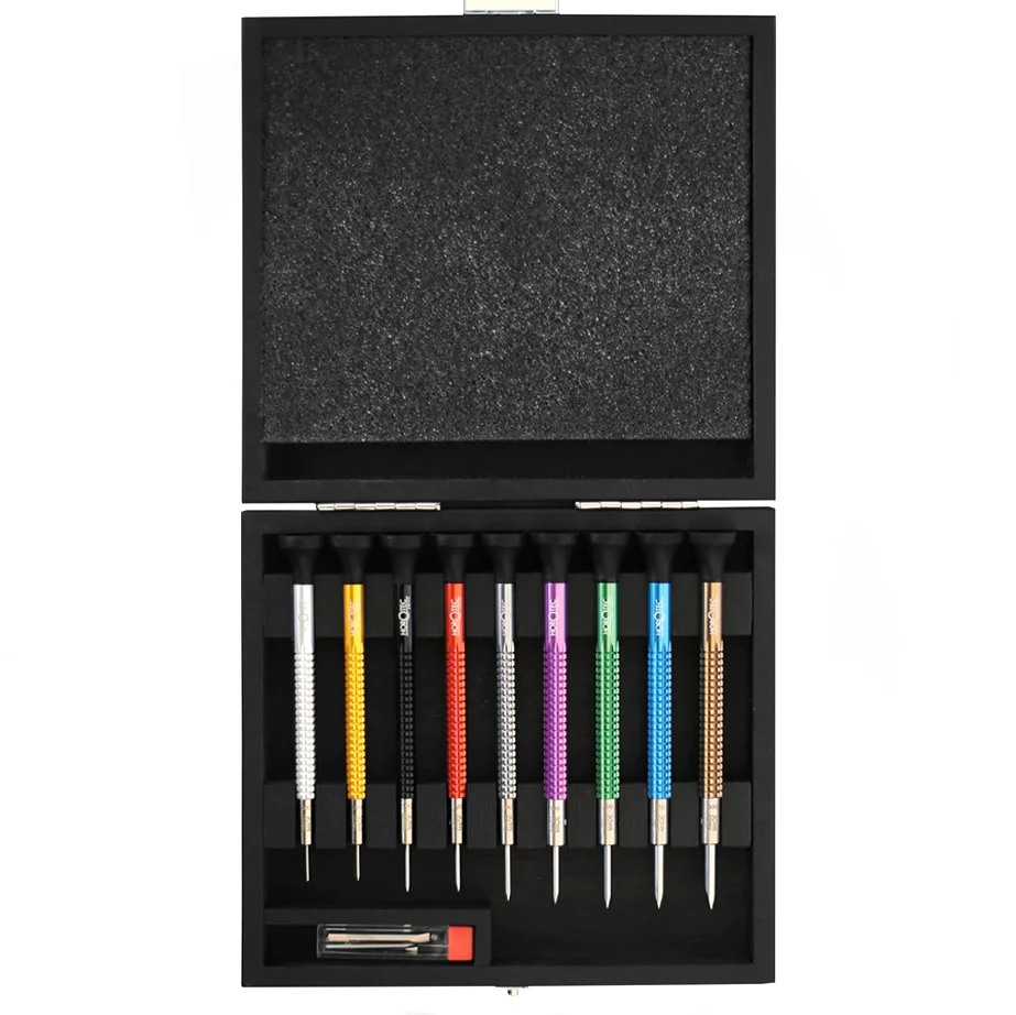 Horotec MSA 01.020-E Assortment of 9 Watchmaker Screwdrivers with Plastic Box