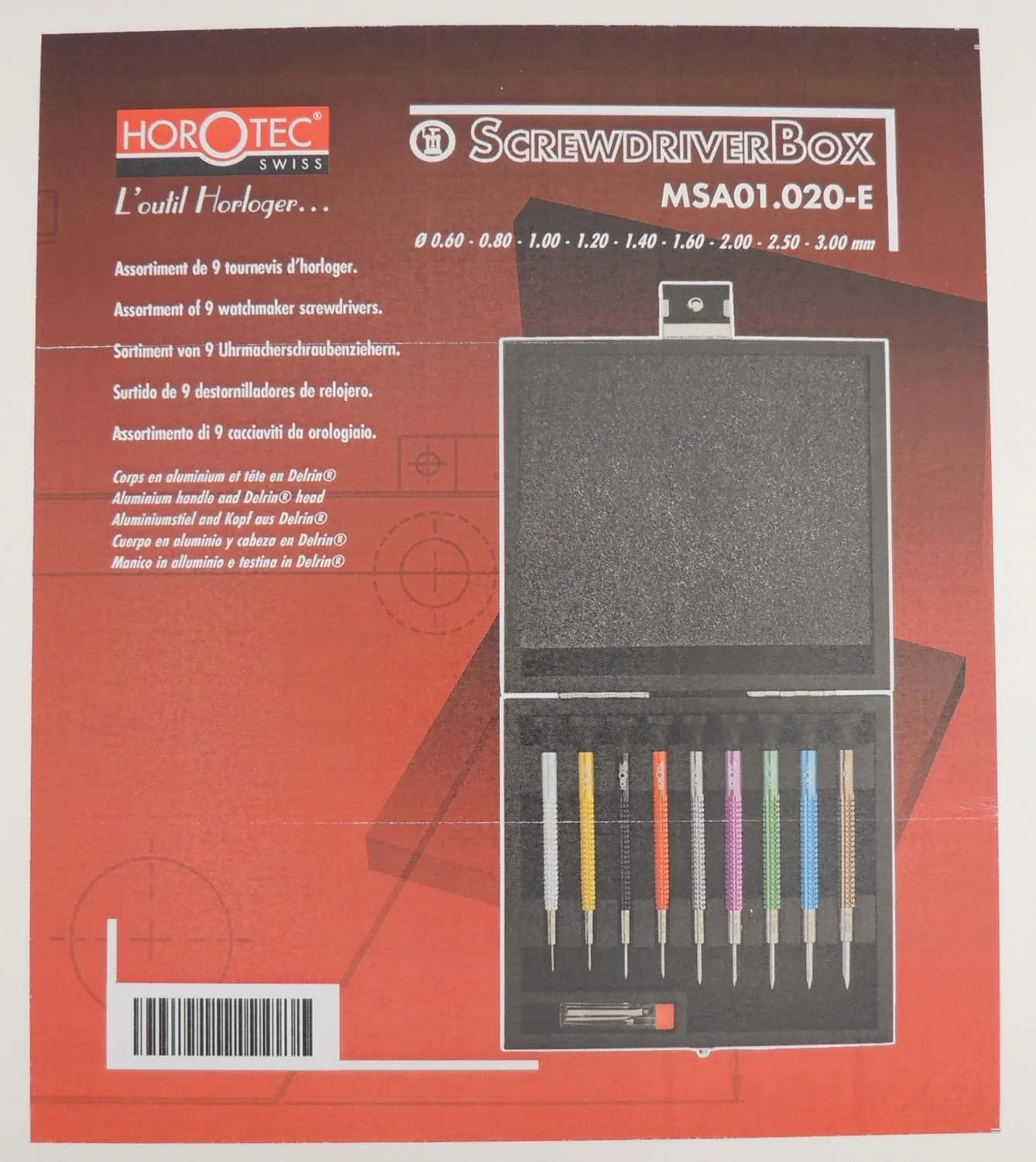 Horotec MSA 01.020-E Assortment of 9 Watchmaker Screwdrivers with Plastic Box - Image 3