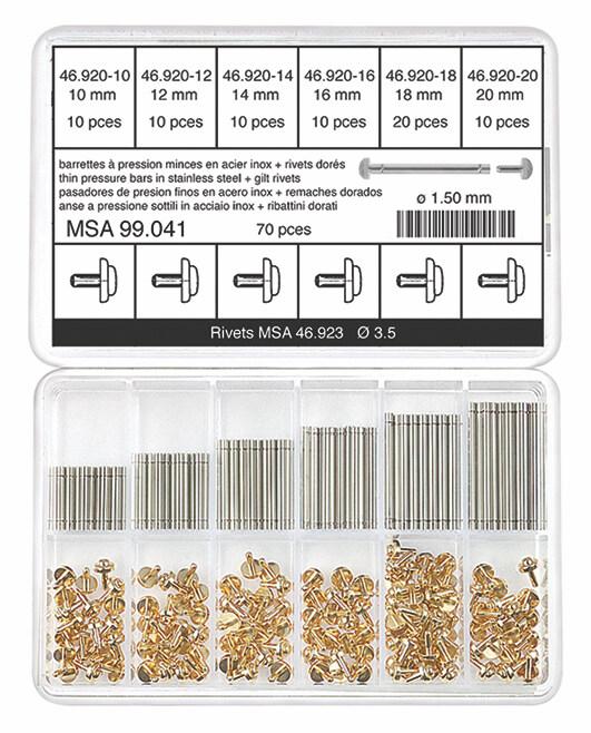 Horotec MSA 99.041 Assortment of Stainless Steel Press-in Bars Ø1.50mm (Total 70 Pieces)