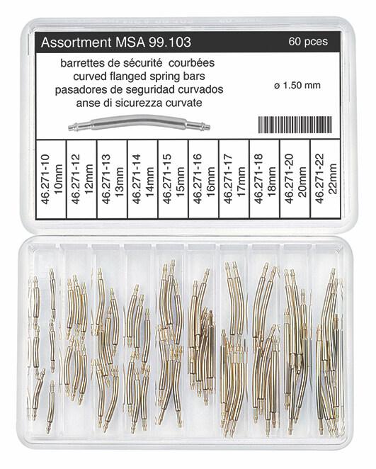 Horotec MSA 99.103 Assortment of Nickel Silver Curved Flanged Spring Bars Ø1.50mm (60 Pieces)
