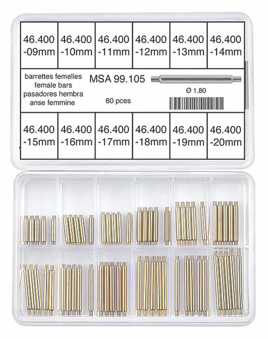 Horotec MSA 99.105 Assortment of Nickel Silver Female Bars Ø1.80mm (60 Pieces)