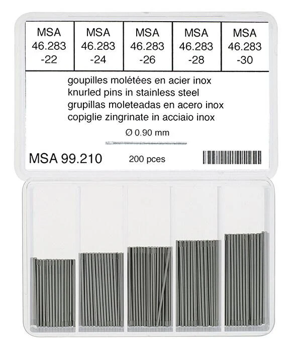 Horotec MSA 99.210 Assortment of Stainless Steel Knurled Pins Ø0.90mm (200 Pieces)