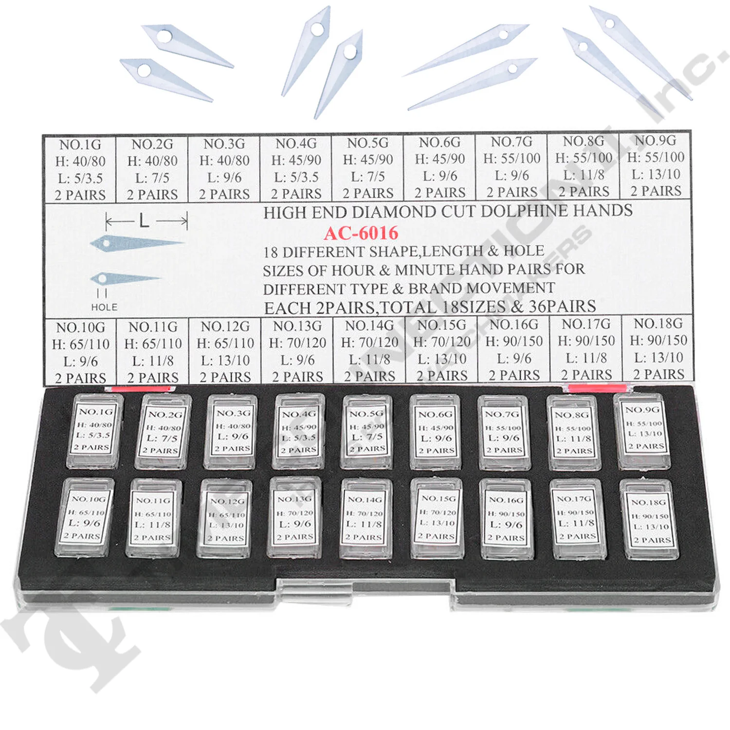 Master High End Diamond Cut Dauphine Yellow & Silver Watch Hand Set for Watch Repair (144 Total Pieces) - Image 3