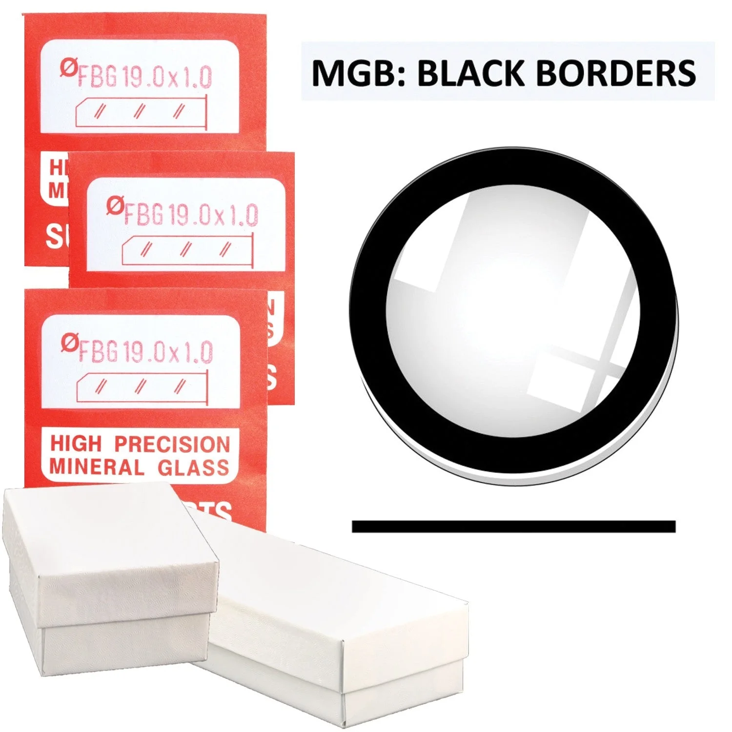 MGB: Flat with Black Ring Crystals (18.0~34.0mm) Set of 33 PCs