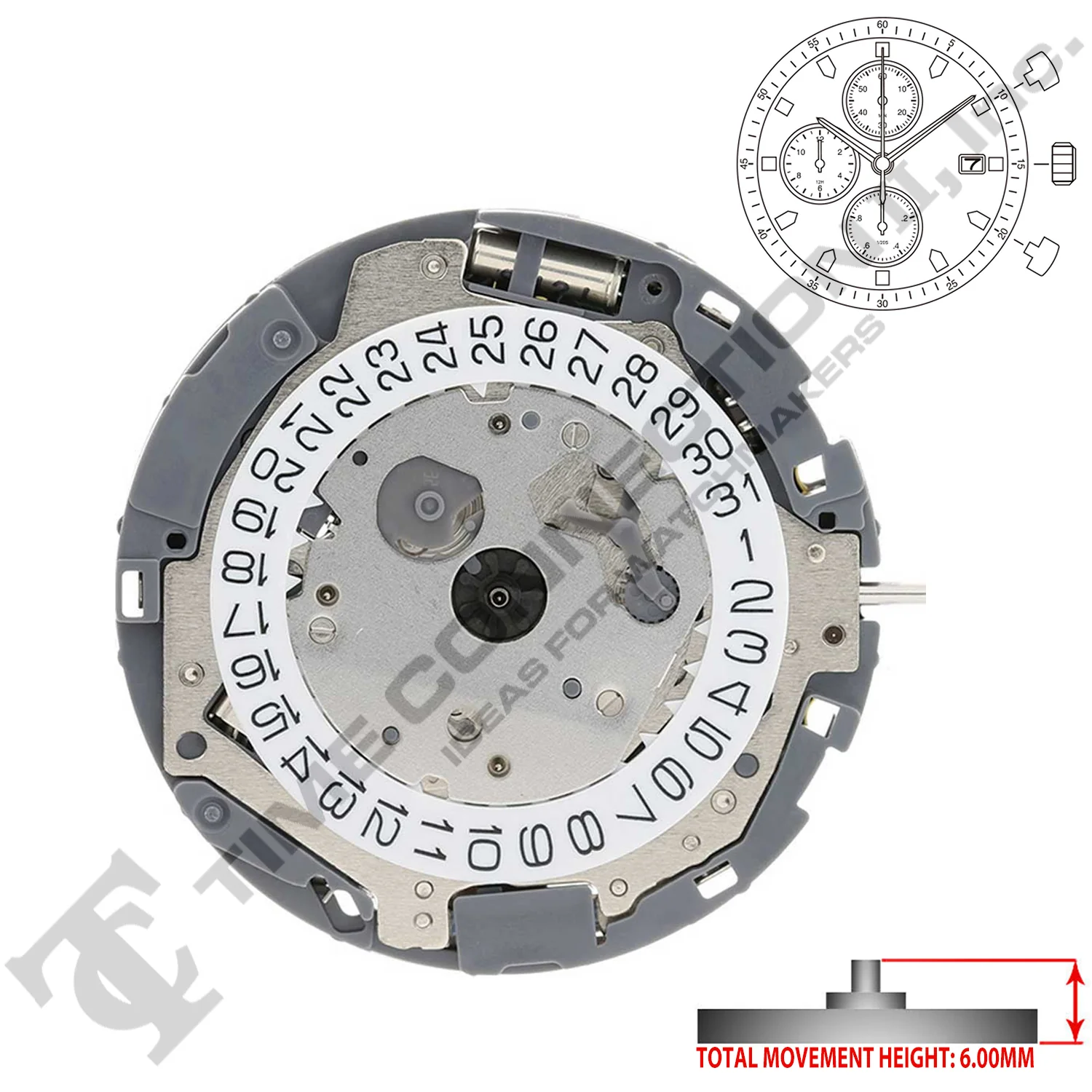 Miyota/Citizen LTD 0S60 3 Hands Japan Chronograph Quartz Movement Ht. 6.00MM (Various Dates) - Image 2