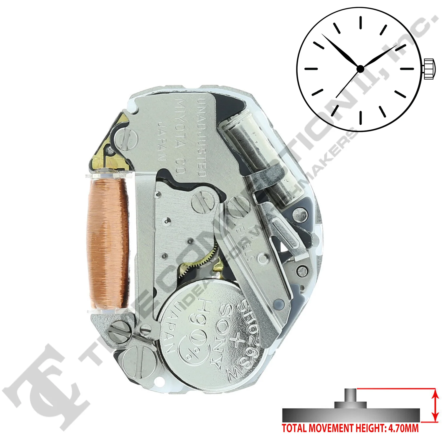 Miyota/Citizen LTD 2037 3 Hands Japan Quartz Movement Ht. 4.70MM