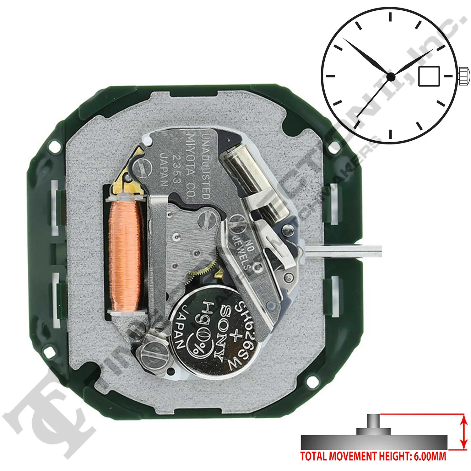Miyota/Citizen LTD 2353 3 Hands Japan Quartz Movement Ht. 6.00MM