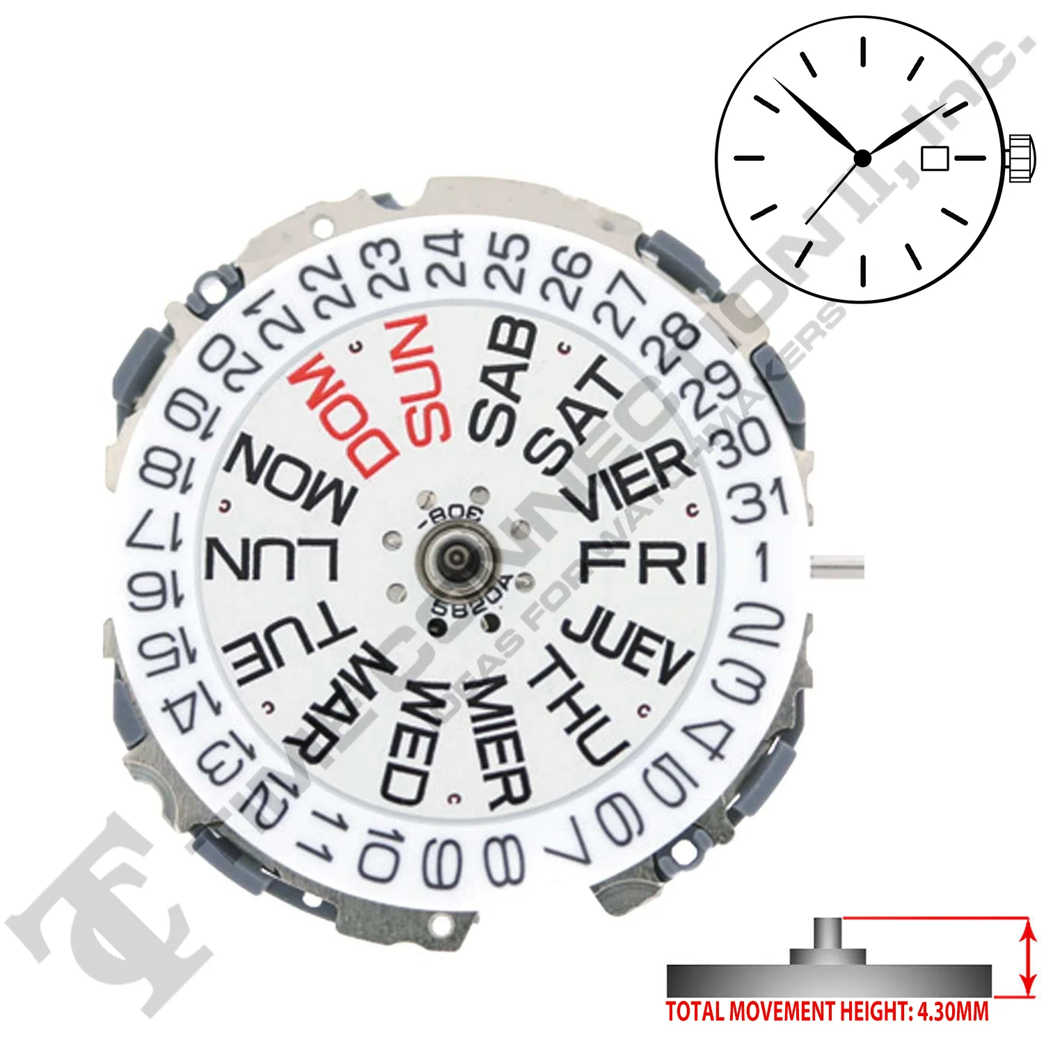 Miyota/Citizen LTD 2500 3 Hands Japan Quartz Movement Ht. 4.30MM - Image 2