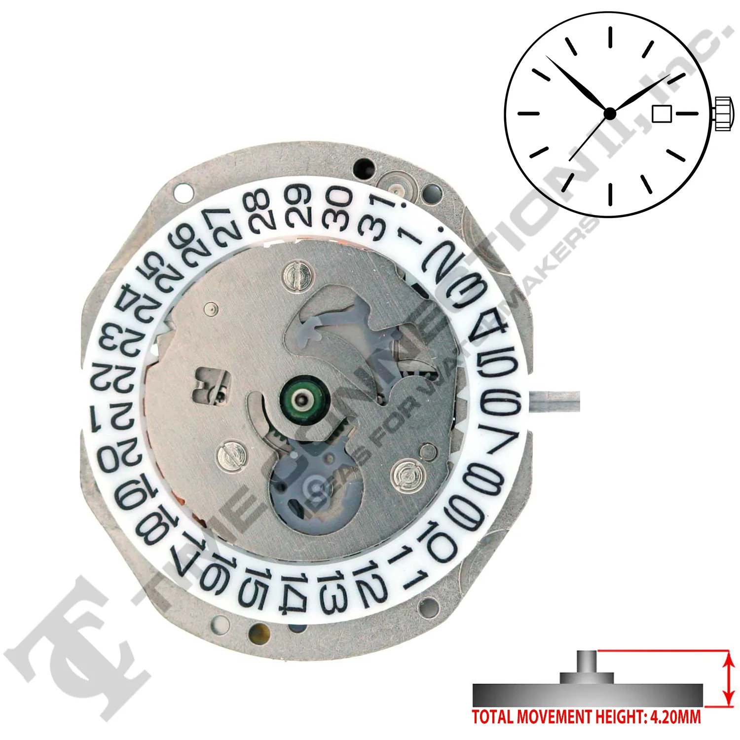 Miyota/Citizen LTD 3T10 3 Hands Japan Quartz Movement Ht. 4.20MM - Image 2