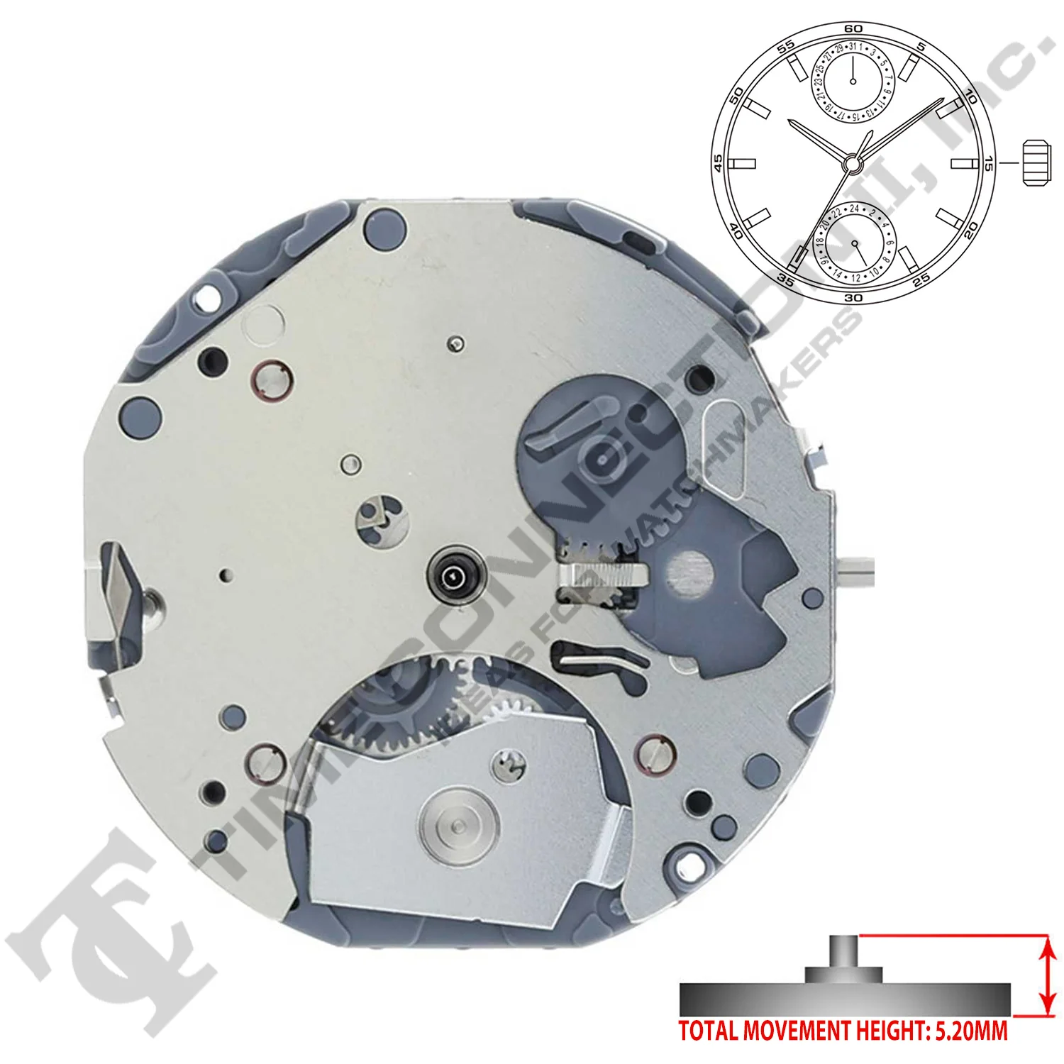 Miyota/Citizen LTD 6P23 3 Hands  Japan Quartz Movement Ht. 5.2mm - Image 2