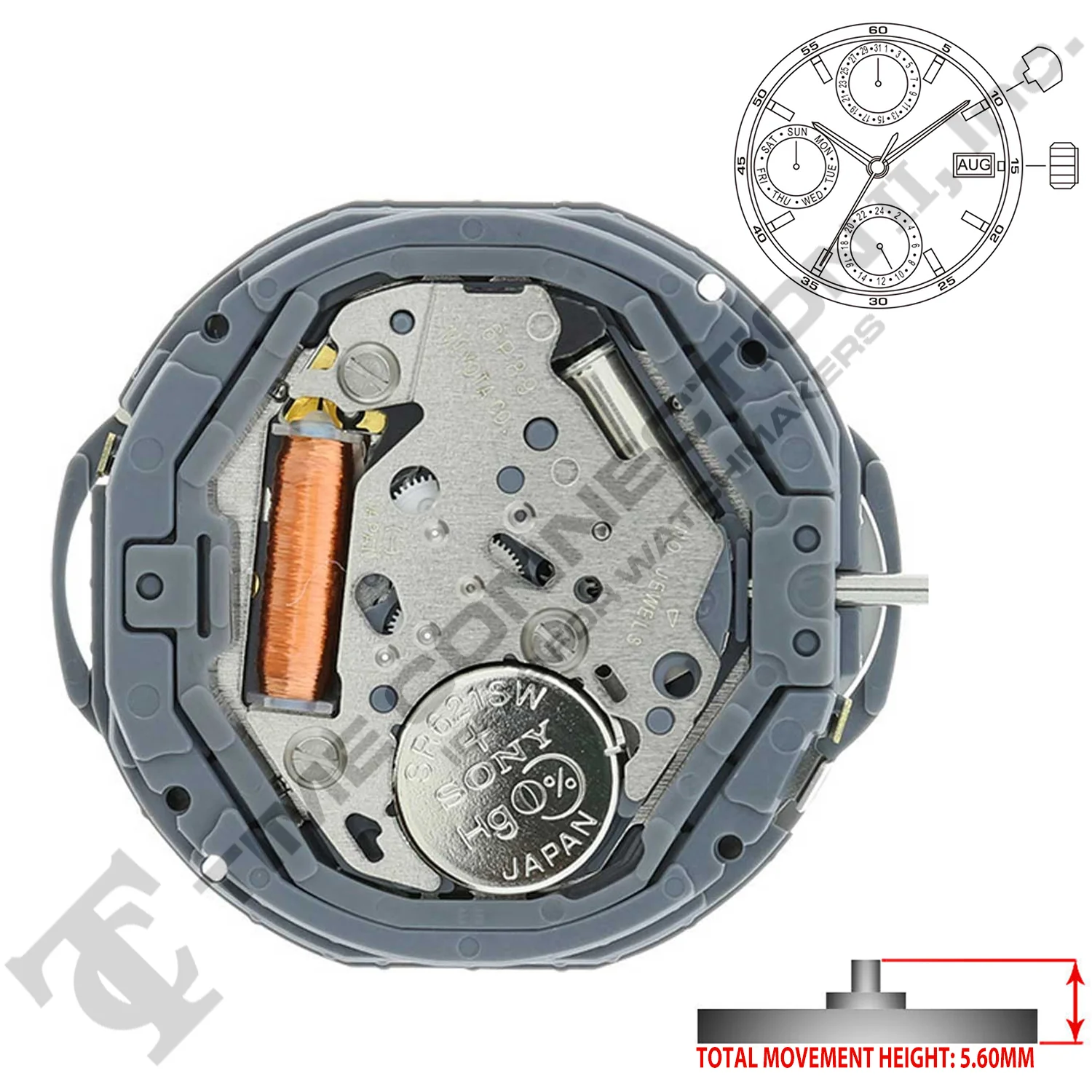 Miyota/Citizen LTD 6P89 Japan Quartz Movement Ht.5.6MM
