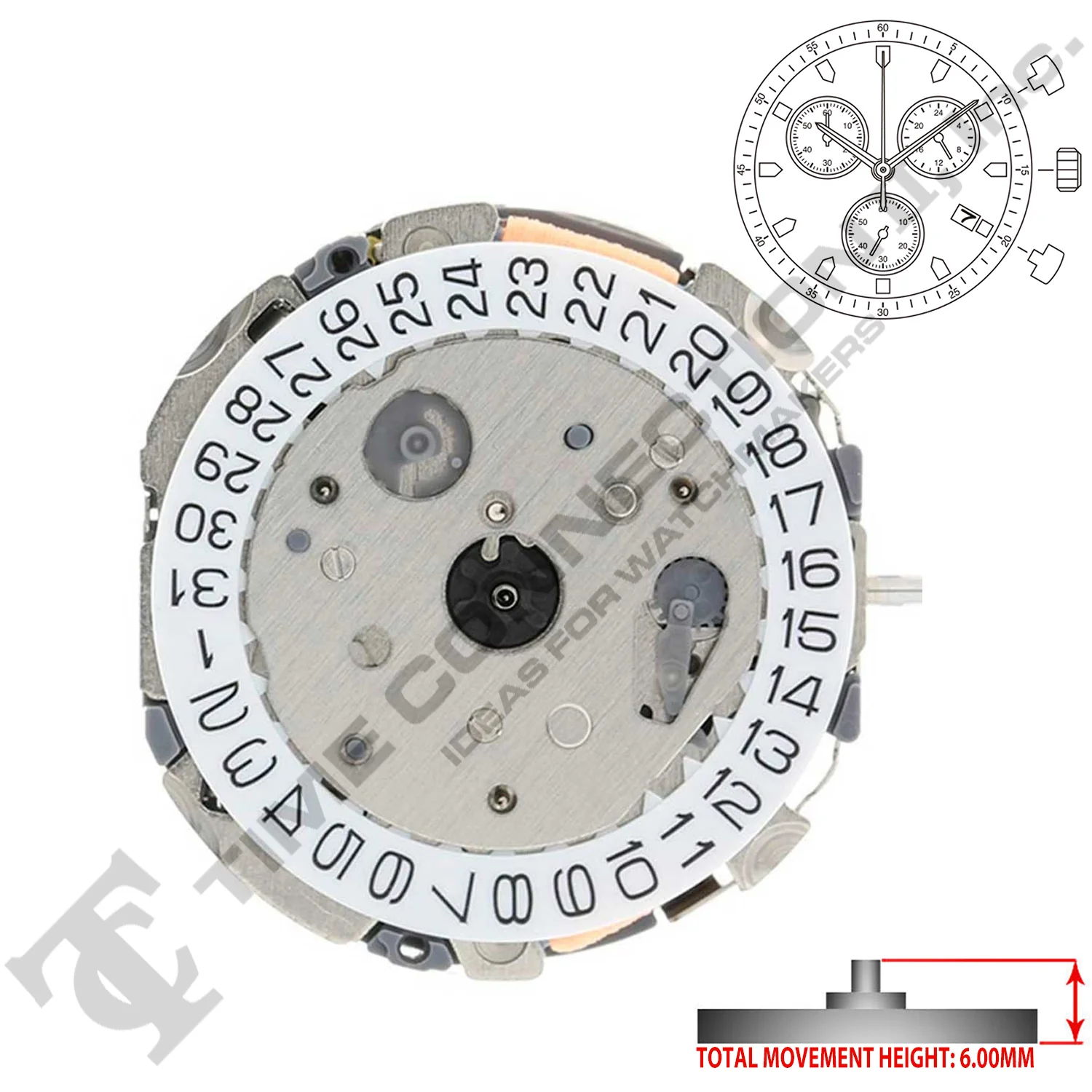 Miyota/Citizen LTD FS00 3 Hands Japan Chronograph Quartz Movement Ht. 6.00MM - Image 2